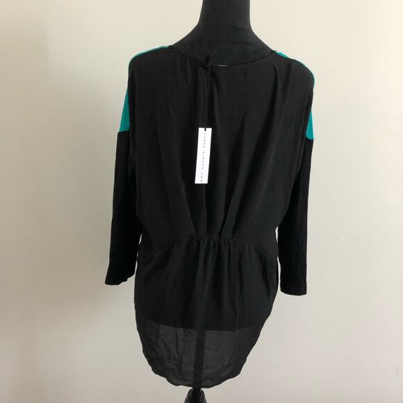 Three Eighty Two Women's Colorblock Long Sleeve Tunic Top XS Black/Teal‎ NWT - Picture 4 of 8